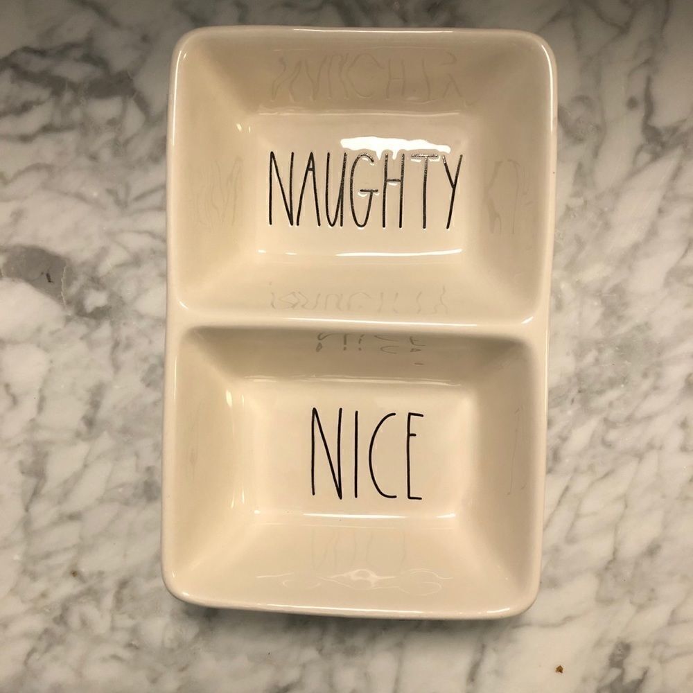 Rae Dunn Naughty Nice Christmas Divided Dish